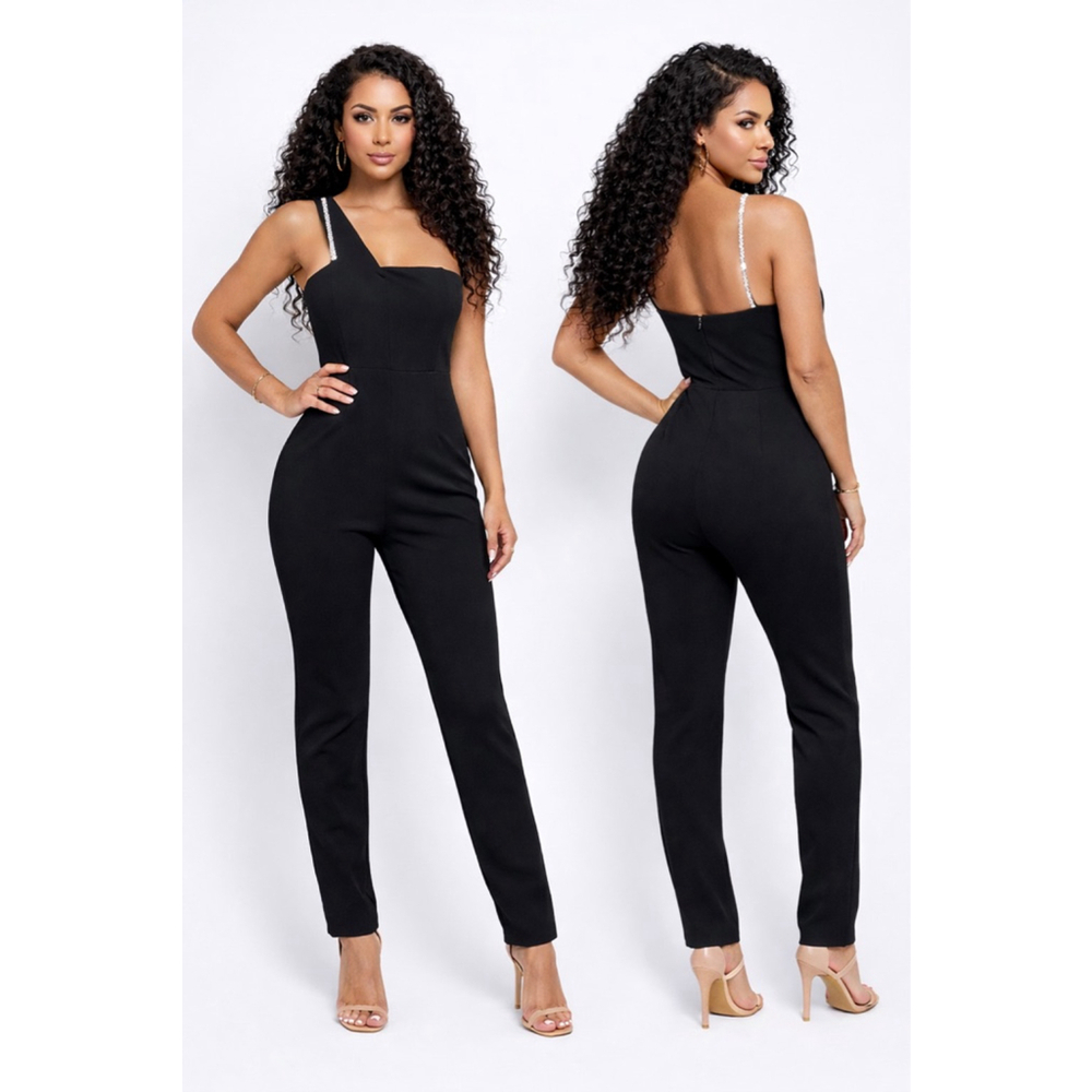 Women's superdown Black One Shoulder Jumpsuit S